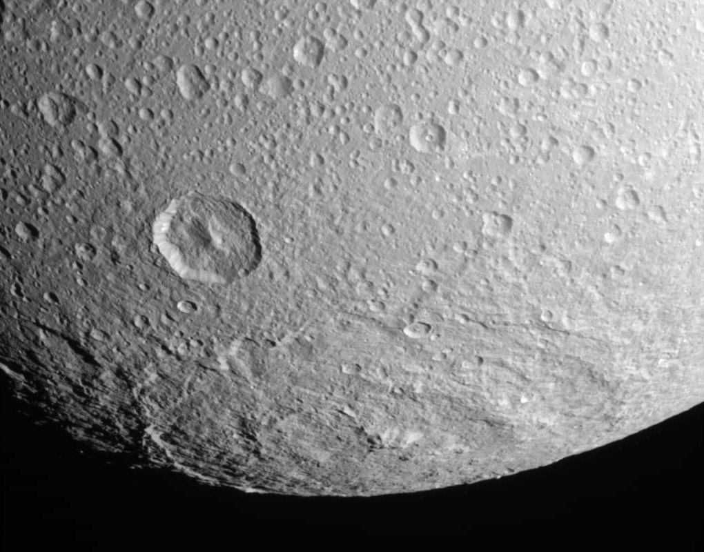 Dione Biggest Crater