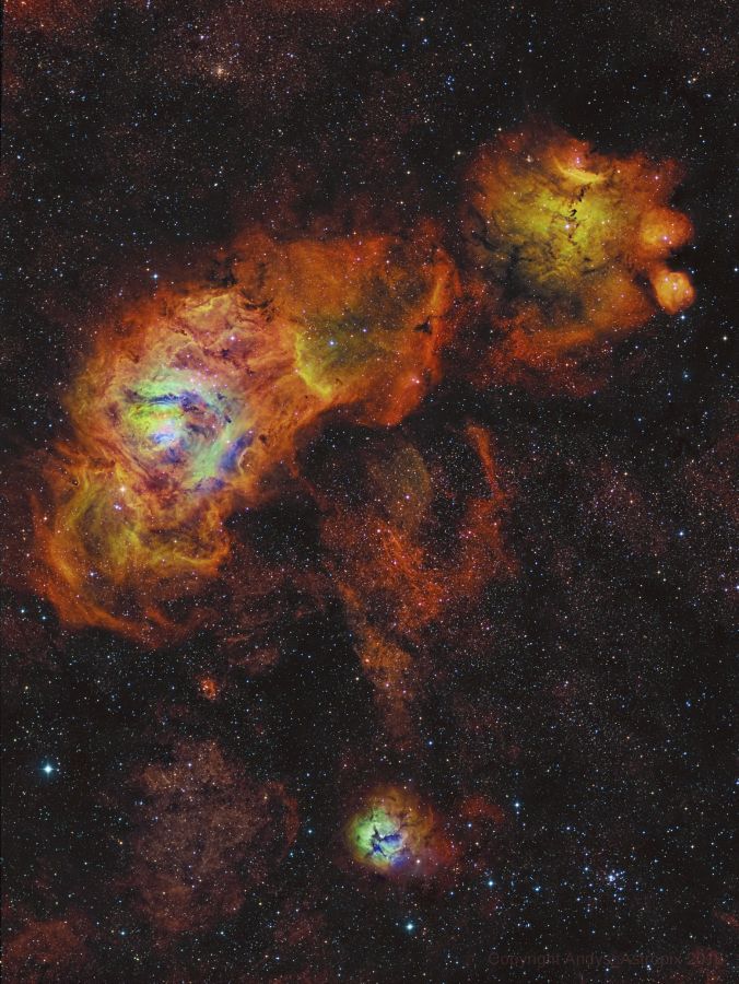 Sagittarius Sunflowers -M8, M20, NGC 6559. Credit: Andrew Campbell