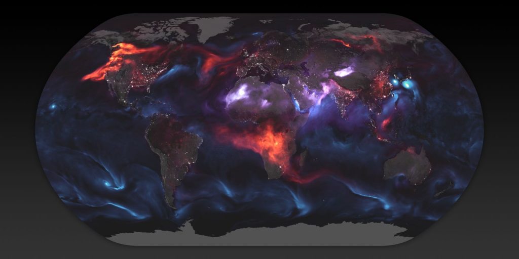Visualization from the Goddard Earth the Observing System Forward Processing (GEOS FP)